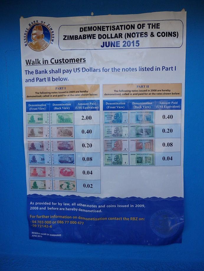 Zimbabwe ジンバブエ　ジンバブエドル廃止以降のジンバブエ　通貨と経済の状況