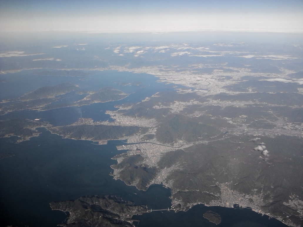 空から日本を見てみよう！羽田→熊本　広島の航空写真
